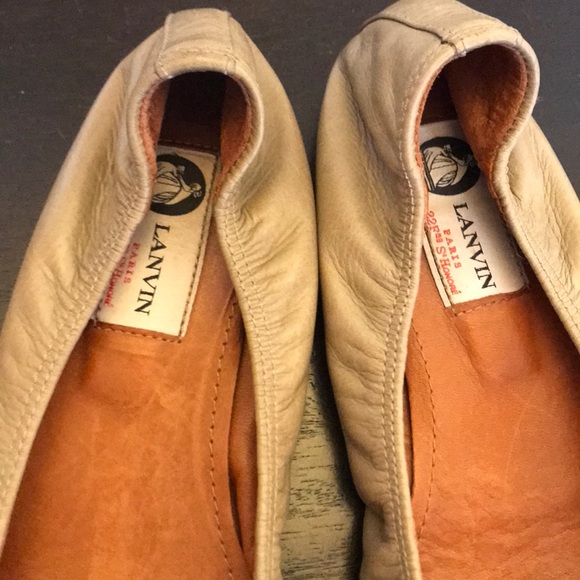 Lanvin Cap Toe Chocolate and Grey Ballerina Flats - Picture 2 of 8